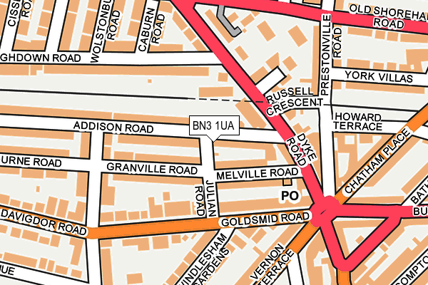 BN3 1UA map - OS OpenMap – Local (Ordnance Survey)