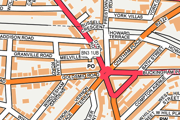 BN3 1UB map - OS OpenMap – Local (Ordnance Survey)