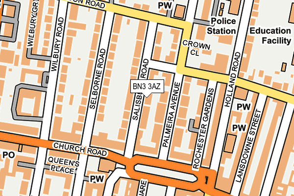 BN3 3AZ map - OS OpenMap – Local (Ordnance Survey)