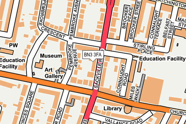 Map of 16 SACKVILLE ROAD HOVE LIMITED at local scale