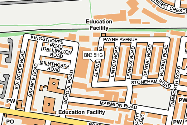 BN3 5HG map - OS OpenMap – Local (Ordnance Survey)