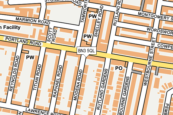 Map of 12 POWIS SQUARE (BRIGHTON) FREEHOLD LIMITED at local scale