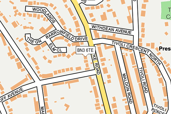 BN3 6TE map - OS OpenMap – Local (Ordnance Survey)
