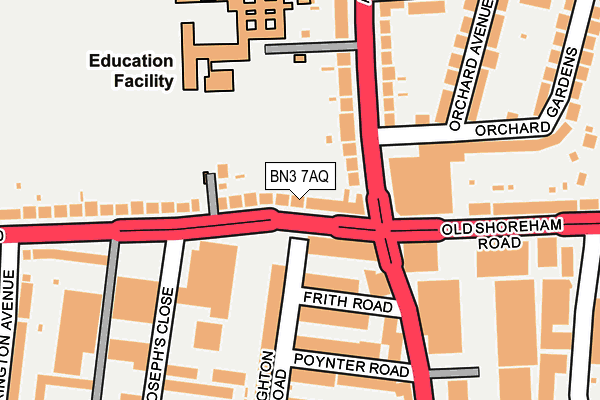 BN3 7AQ map - OS OpenMap – Local (Ordnance Survey)