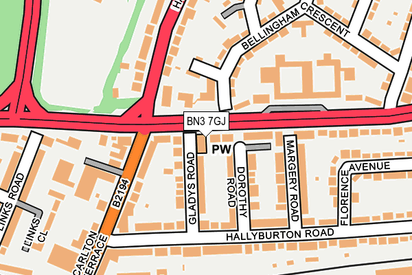 BN3 7GJ map - OS OpenMap – Local (Ordnance Survey)