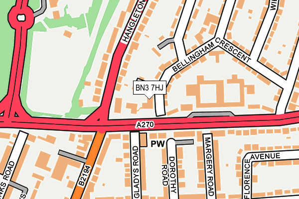 BN3 7HJ map - OS OpenMap – Local (Ordnance Survey)