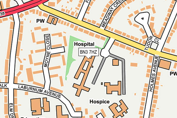 BN3 7HZ map - OS OpenMap – Local (Ordnance Survey)
