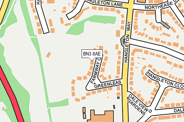 BN3 8AE map - OS OpenMap – Local (Ordnance Survey)