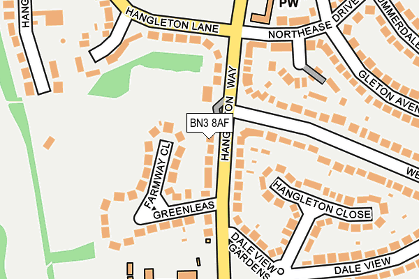 BN3 8AF map - OS OpenMap – Local (Ordnance Survey)