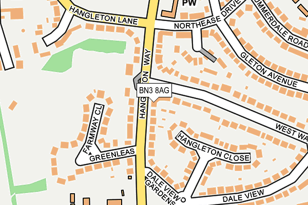 BN3 8AG map - OS OpenMap – Local (Ordnance Survey)