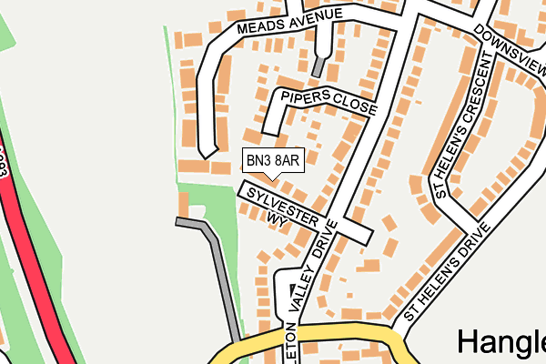 BN3 8AR map - OS OpenMap – Local (Ordnance Survey)
