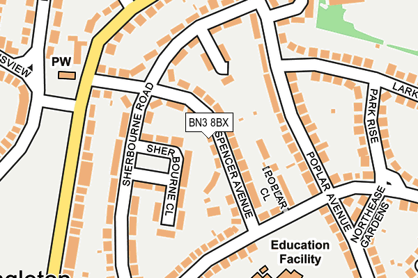 BN3 8BX map - OS OpenMap – Local (Ordnance Survey)