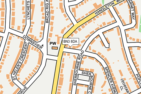 BN3 8DA map - OS OpenMap – Local (Ordnance Survey)