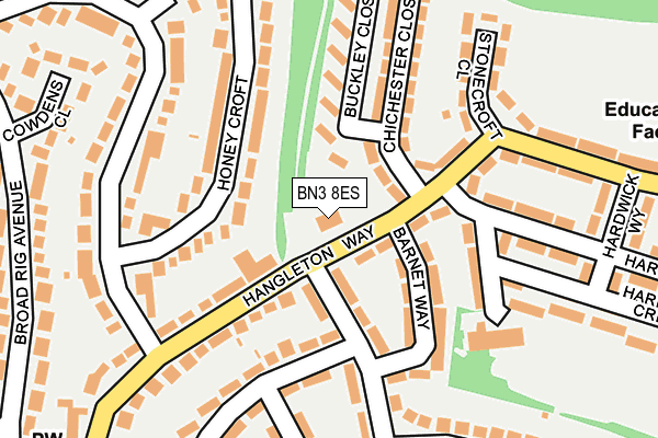 BN3 8ES map - OS OpenMap – Local (Ordnance Survey)