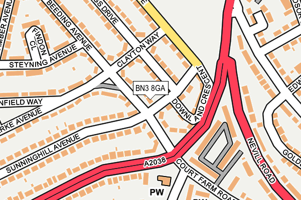 BN3 8GA map - OS OpenMap – Local (Ordnance Survey)