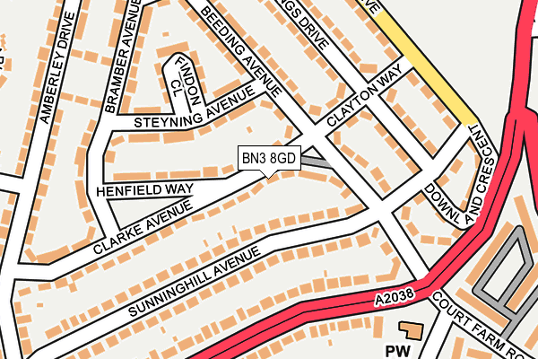 BN3 8GD map - OS OpenMap – Local (Ordnance Survey)