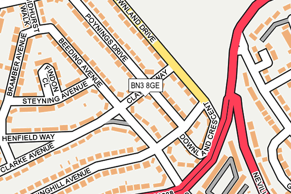 BN3 8GE map - OS OpenMap – Local (Ordnance Survey)
