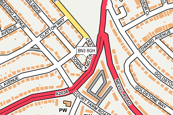 BN3 8GH map - OS OpenMap – Local (Ordnance Survey)