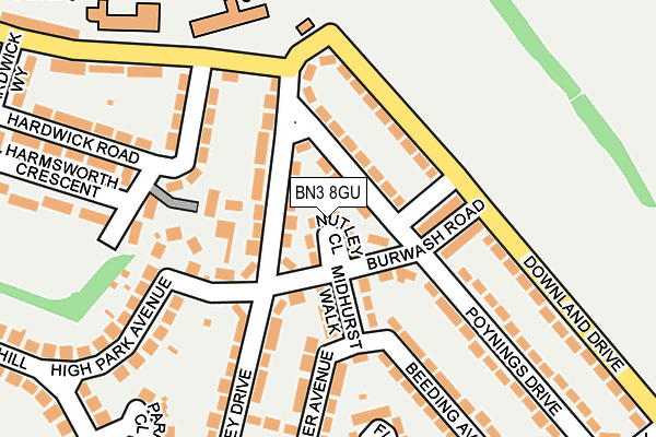 BN3 8GU map - OS OpenMap – Local (Ordnance Survey)