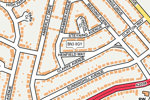 BN3 8GY map - OS OpenMap – Local (Ordnance Survey)