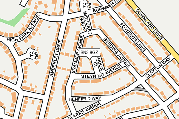 BN3 8GZ map - OS OpenMap – Local (Ordnance Survey)