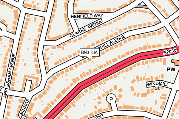 BN3 8JA map - OS OpenMap – Local (Ordnance Survey)