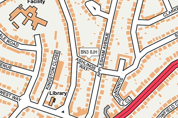 BN3 8JH map - OS OpenMap – Local (Ordnance Survey)