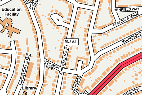 BN3 8JJ map - OS OpenMap – Local (Ordnance Survey)