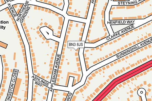 BN3 8JS map - OS OpenMap – Local (Ordnance Survey)