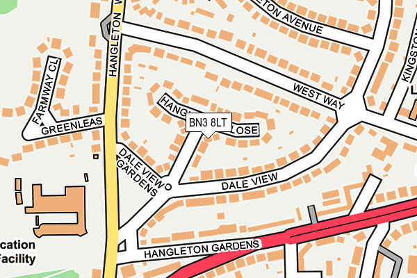 BN3 8LT map - OS OpenMap – Local (Ordnance Survey)