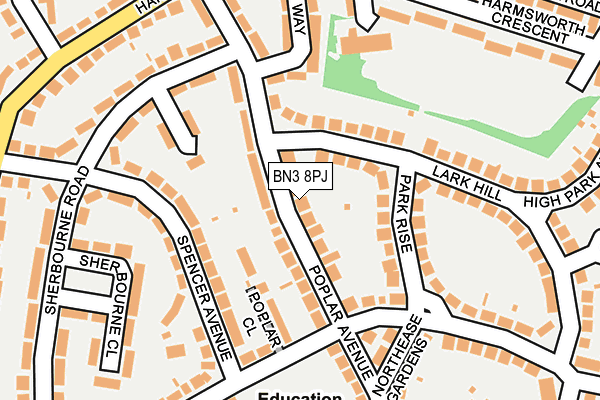 BN3 8PJ map - OS OpenMap – Local (Ordnance Survey)