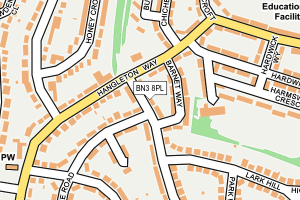 BN3 8PL map - OS OpenMap – Local (Ordnance Survey)