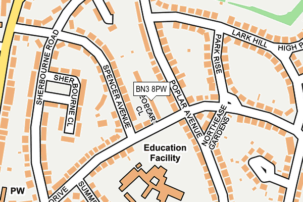 BN3 8PW map - OS OpenMap – Local (Ordnance Survey)