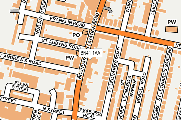 BN41 1AA map - OS OpenMap – Local (Ordnance Survey)