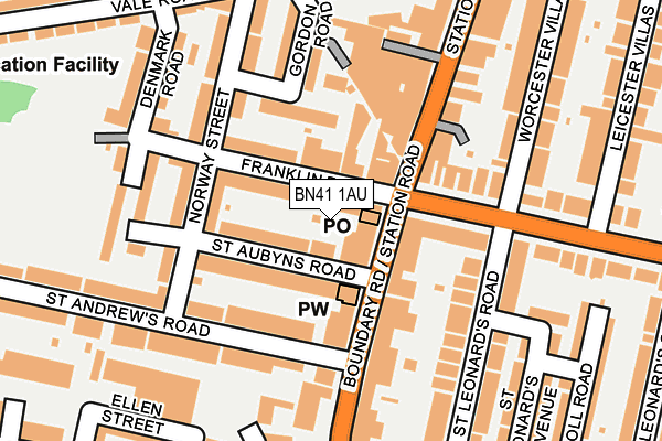 BN41 1AU map - OS OpenMap – Local (Ordnance Survey)