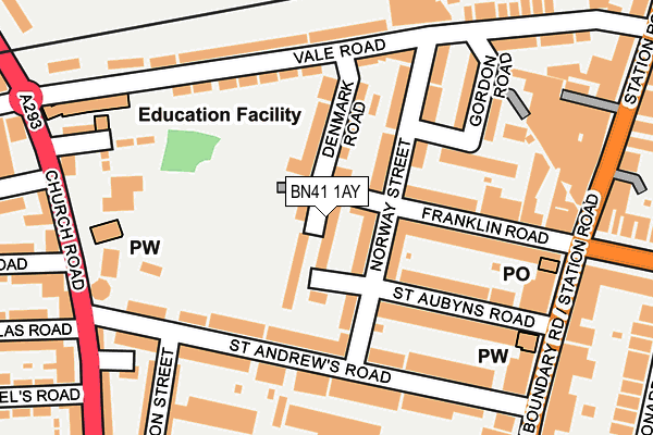 BN41 1AY map - OS OpenMap – Local (Ordnance Survey)