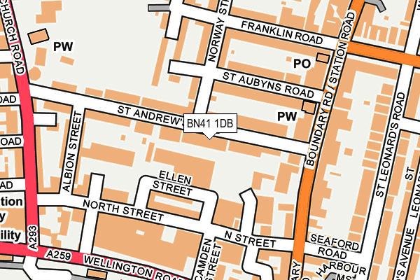 BN41 1DB map - OS OpenMap – Local (Ordnance Survey)