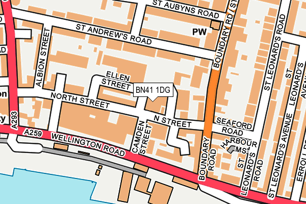 BN41 1DG map - OS OpenMap – Local (Ordnance Survey)