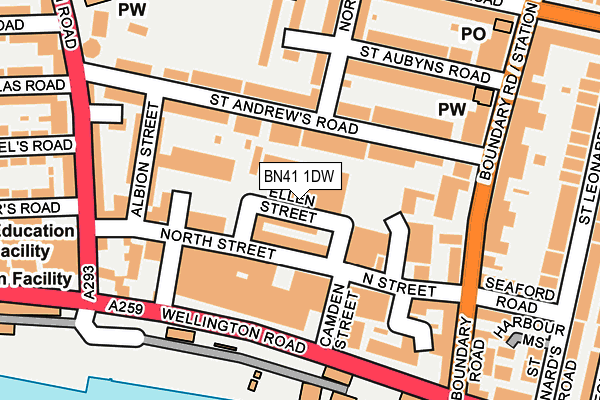 BN41 1DW map - OS OpenMap – Local (Ordnance Survey)