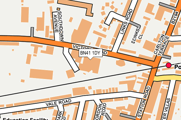 BN41 1DY map - OS OpenMap – Local (Ordnance Survey)