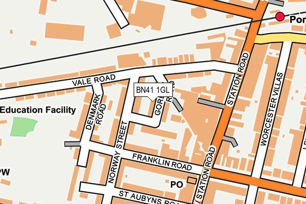 BN41 1GL map - OS OpenMap – Local (Ordnance Survey)