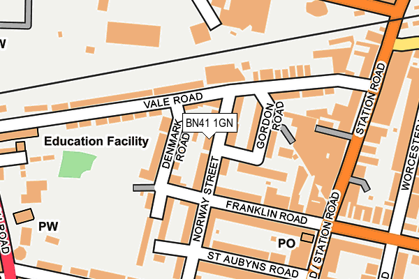 BN41 1GN map - OS OpenMap – Local (Ordnance Survey)