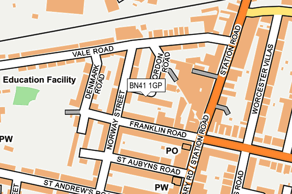 BN41 1GP map - OS OpenMap – Local (Ordnance Survey)