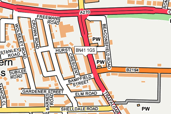 BN41 1GS map - OS OpenMap – Local (Ordnance Survey)