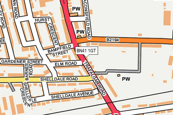 BN41 1GT map - OS OpenMap – Local (Ordnance Survey)