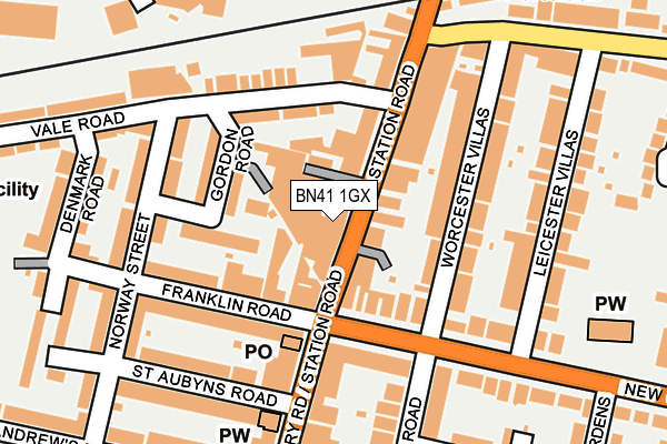 BN41 1GX map - OS OpenMap – Local (Ordnance Survey)