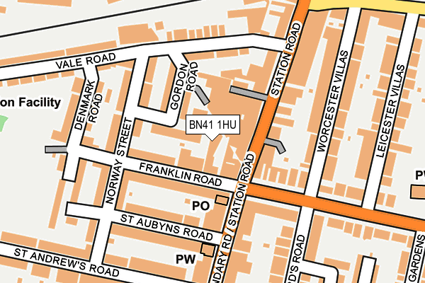 BN41 1HU map - OS OpenMap – Local (Ordnance Survey)