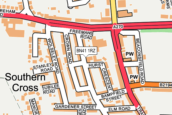 BN41 1RZ map - OS OpenMap – Local (Ordnance Survey)