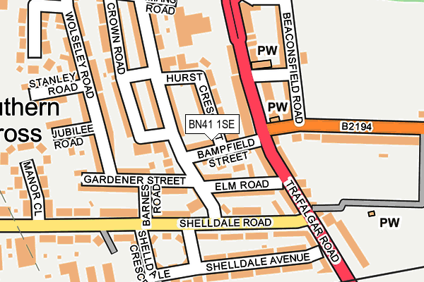 BN41 1SE map - OS OpenMap – Local (Ordnance Survey)