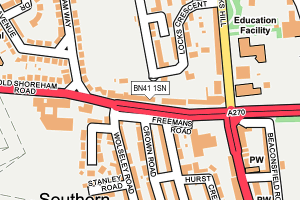 BN41 1SN map - OS OpenMap – Local (Ordnance Survey)